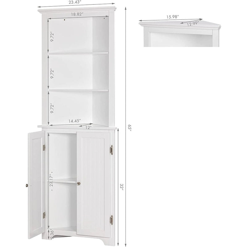 UTEX Tall Corner Cabinet, Free Standing Corner Storage Cabinet with Doors and Adjustable Shelves