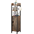 Wood Tall Bathroom Linen Cabinet Small Bathroom Storage Corner Floor Cabinet with Doors and Shelves Toilet Paper Holder