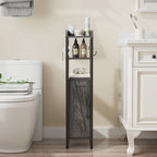 Wood Tall Bathroom Linen Cabinet Small Bathroom Storage Corner Floor Cabinet with Doors and Shelves Toilet Paper Holder
