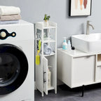Wood Tall Bathroom Linen Cabinet Small Bathroom Storage Corner Floor Cabinet with Doors and Shelves Toilet Paper Holder