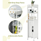 Wood Tall Bathroom Linen Cabinet Small Bathroom Storage Corner Floor Cabinet with Doors and Shelves Toilet Paper Holder