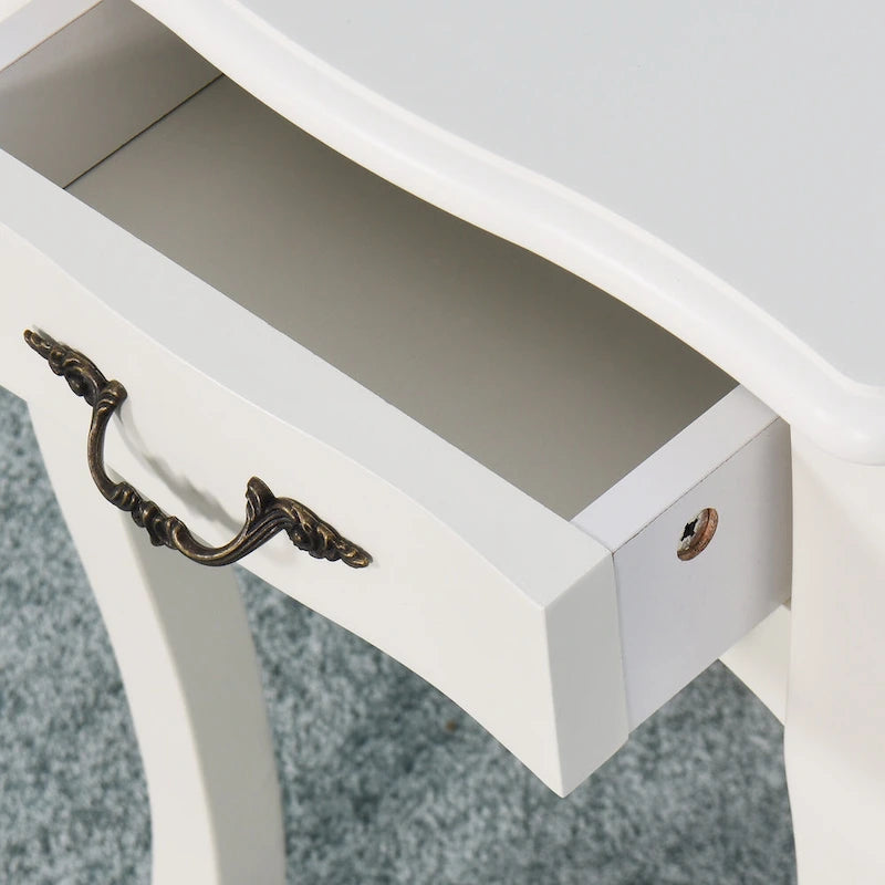Bathroom Floor-standing Storage Table with a Drawer, 4 Curved Legs