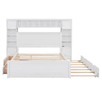 Queen Size Wooden Bed With All-in-One Cabinet, Shelf and Sockets, Espresso