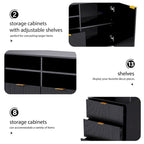 U-Can 4-Piece Entertainment Wall Unit with 13 shelves,8 Drawers and 2 Cabinets, Multifunctional TV Stand Media Storage Cabinet w