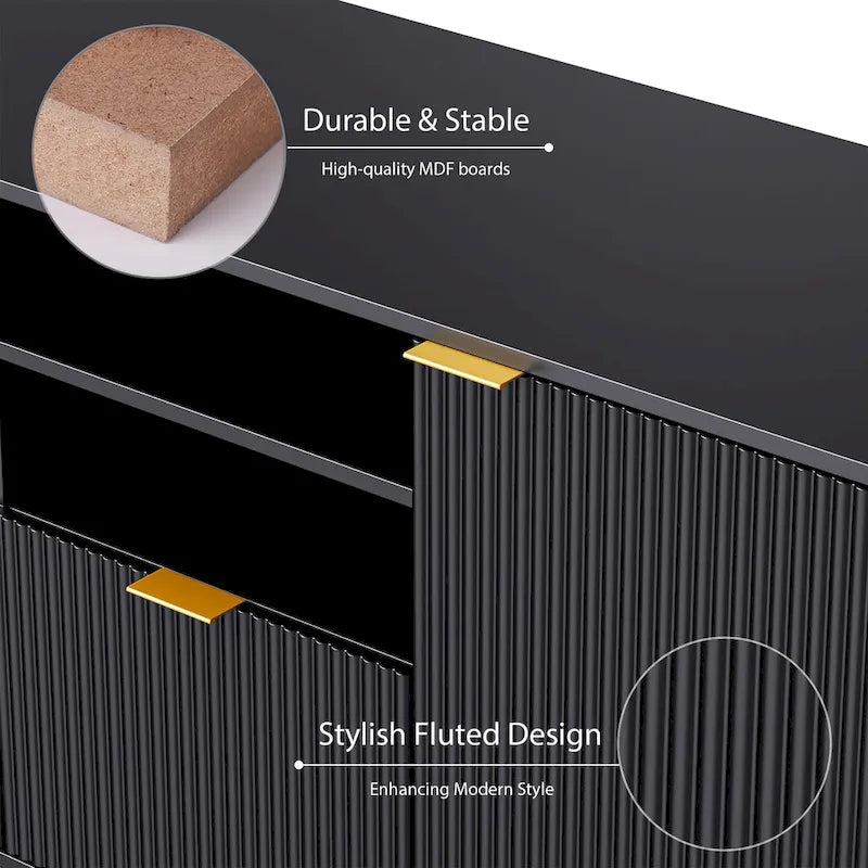 U-Can 4-Piece Entertainment Wall Unit with 13 shelves,8 Drawers and 2 Cabinets, Multifunctional TV Stand Media Storage Cabinet w