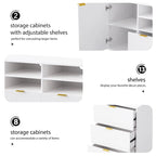 U-Can 4-Piece Entertainment Wall Unit with 13 shelves,8 Drawers and 2 Cabinets, Multifunctional TV Stand Media Storage Cabinet w