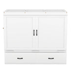 Full Size Murphy Bed with USB Port and a Large Drawer, Gray