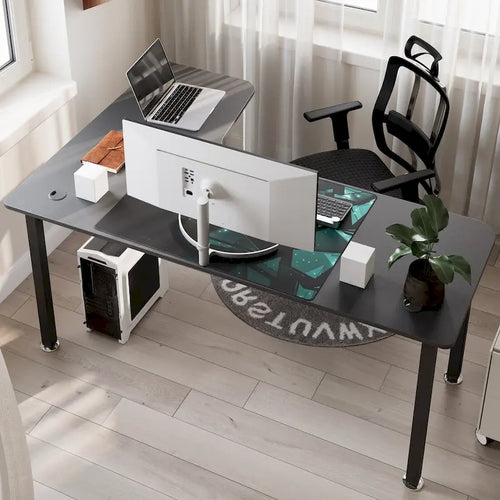 60 Large Home Office Corner Desk L-Shaped Computer Desk with Mouse Pad