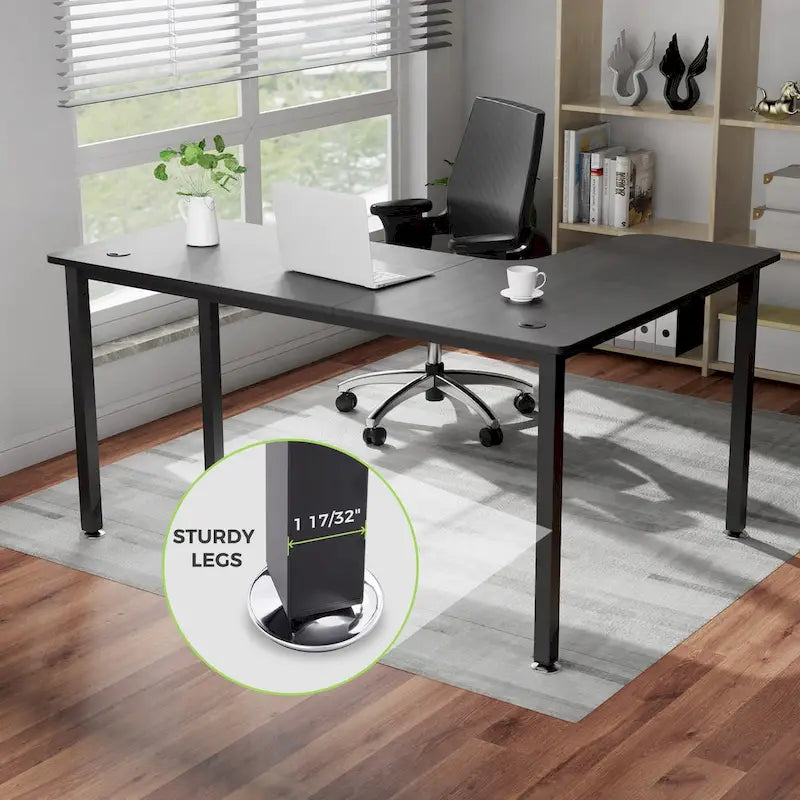60 Large Home Office Corner Desk L-Shaped Computer Desk with Mouse Pad