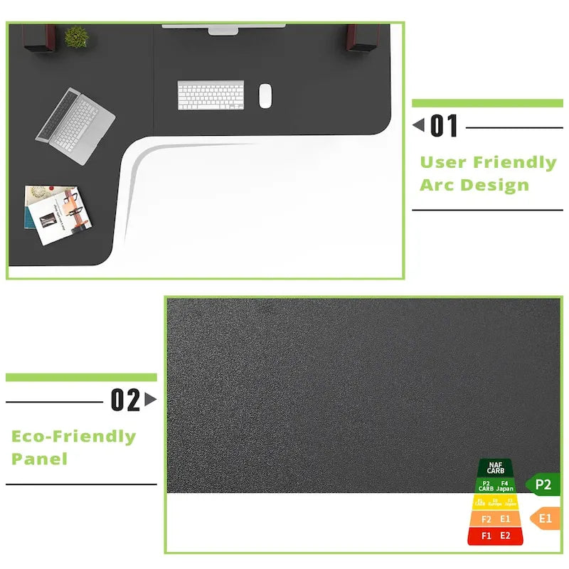 60 Large Home Office Corner Desk L-Shaped Computer Desk with Mouse Pad