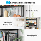 Brown Industrial Wood Bakers Rack with Storage,Black Modern Microwave Oven Stand,5-Tier Kitchen Utility Storage Shelf