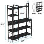 Brown Industrial Wood Bakers Rack with Storage,Black Modern Microwave Oven Stand,5-Tier Kitchen Utility Storage Shelf