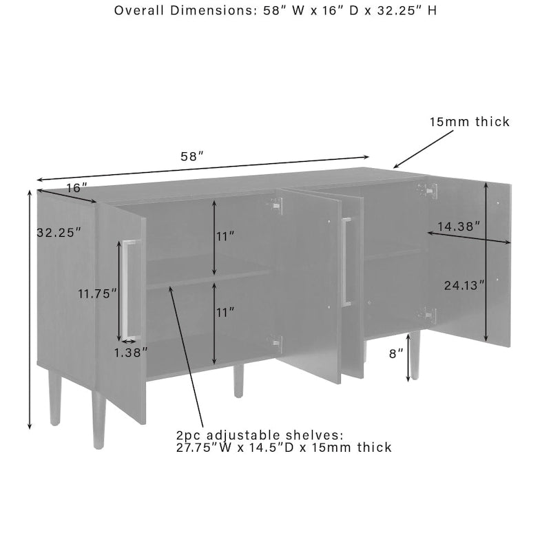 Crosley Everett Sideboard - 62x19x8
