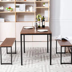 3 Piece Kitchen Table Set with Two Benches Dining Room Table Set 4