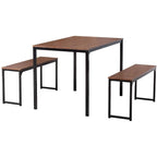 3 Piece Kitchen Table Set with Two Benches Dining Room Table Set 4