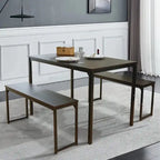 3 Piece Kitchen Table Set with Two Benches Dining Room Table Set 4