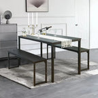 3 Piece Kitchen Table Set with Two Benches Dining Room Table Set 4