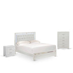 East West Furniture Pandora Wooden queen bedroom set with a queen bed frames White Finish(Pieces Option)