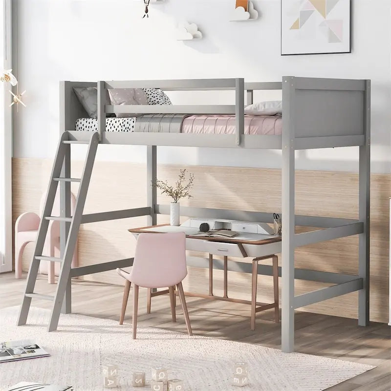 Merax Solid Wood Twin Size Loft Bed with Ladder