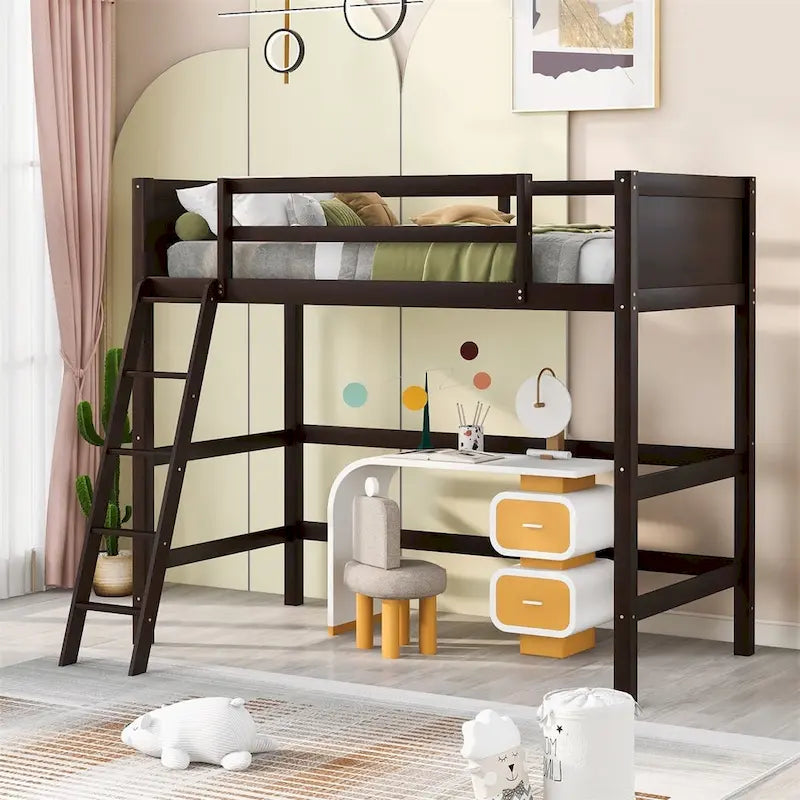 Merax Solid Wood Twin Size Loft Bed with Ladder