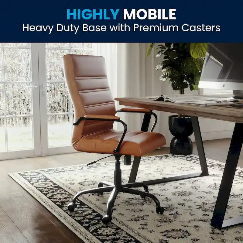 High Back LeatherSoft Executive Swivel Office Chair with Chrome Base