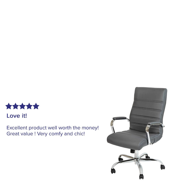 High Back LeatherSoft Executive Swivel Office Chair with Chrome Base