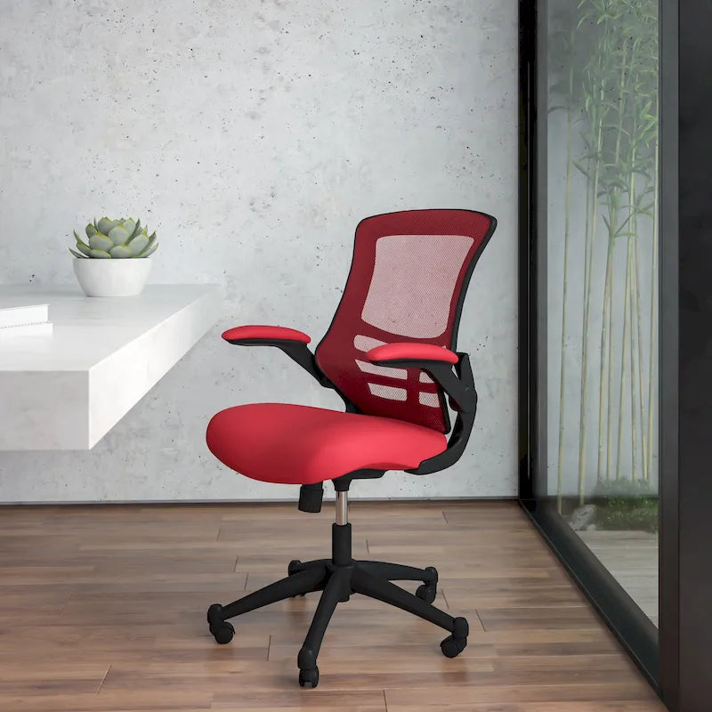 Mid-Back Mesh Swivel Ergonomic Task Office Chair with Flip-Up Arms