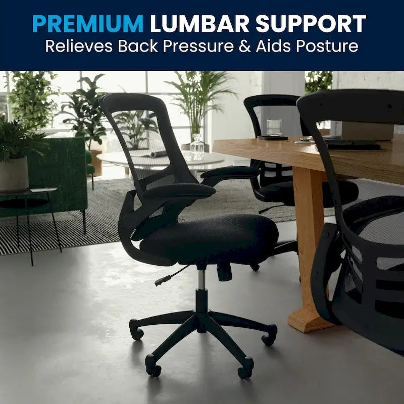 Mid-Back Mesh Swivel Ergonomic Task Office Chair with Flip-Up Arms