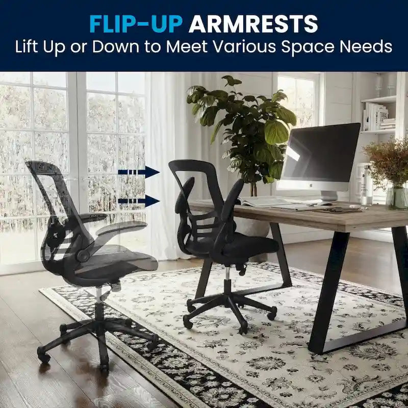 Mid-Back Mesh Swivel Ergonomic Task Office Chair with Flip-Up Arms
