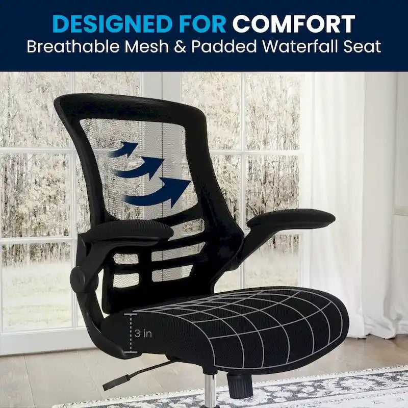 Mid-Back Mesh Swivel Ergonomic Task Office Chair with Flip-Up Arms