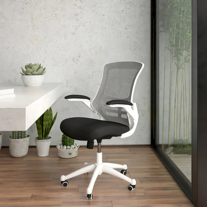 Mid-Back Mesh Swivel Ergonomic Task Office Chair with Flip-Up Arms