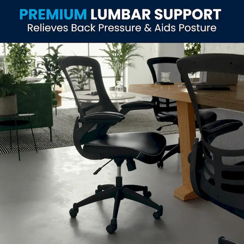 Mid-Back Mesh Swivel Ergonomic Task Office Chair with Flip-Up Arms