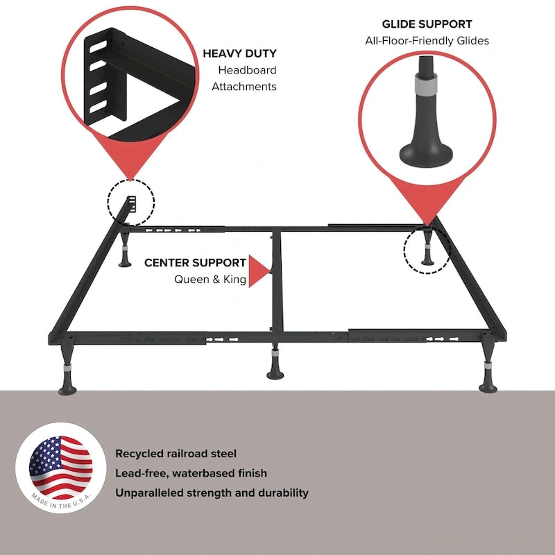 Atlas-Lock Keyhole Bed Frame Twin/Full with Glides
