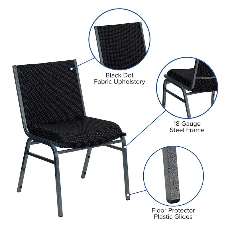 4 Pack Heavy Duty Stack Chair - 21D x 19.75W x 31.25H