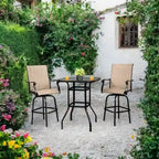 31.5W x 40H Patio Wrought Iron Glass High Bar Table