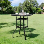 31.5W x 40H Patio Wrought Iron Glass High Bar Table