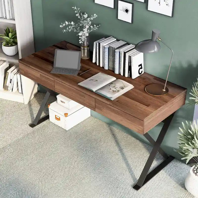 Vae Industrial Black 59-inch Metal Computer Desk with USB by Furniture of America