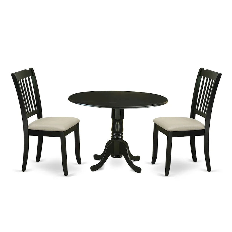 East West Furniture Dinette Set- A Round Kitchen Table and Linen Fabric Parson Chairs, (Pieces & Finish Options)