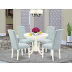 East West Furniture Dinette Set- A Round Kitchen Table and Linen Fabric Parson Chairs, (Pieces & Finish Options)