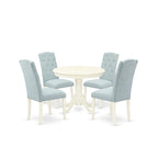 East West Furniture Dinette Set- A Round Kitchen Table and Linen Fabric Parson Chairs, (Pieces & Finish Options)