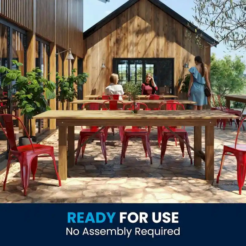 8' x 40 Rectangular Antique Rustic Solid Pine Folding Farm Table - 96D x 40W x 30H