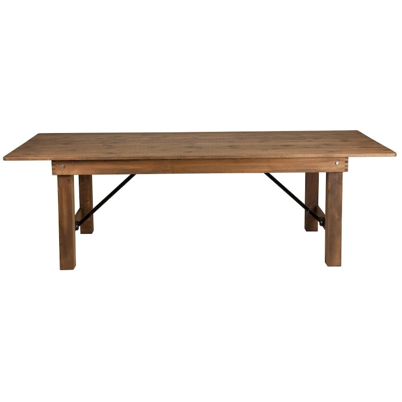 8' x 40 Rectangular Antique Rustic Solid Pine Folding Farm Table - 96D x 40W x 30H