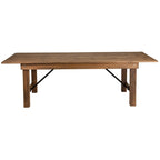 8' x 40 Rectangular Antique Rustic Solid Pine Folding Farm Table - 96D x 40W x 30H
