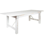 8' x 40 Rectangular Antique Rustic Solid Pine Folding Farm Table - 96D x 40W x 30H