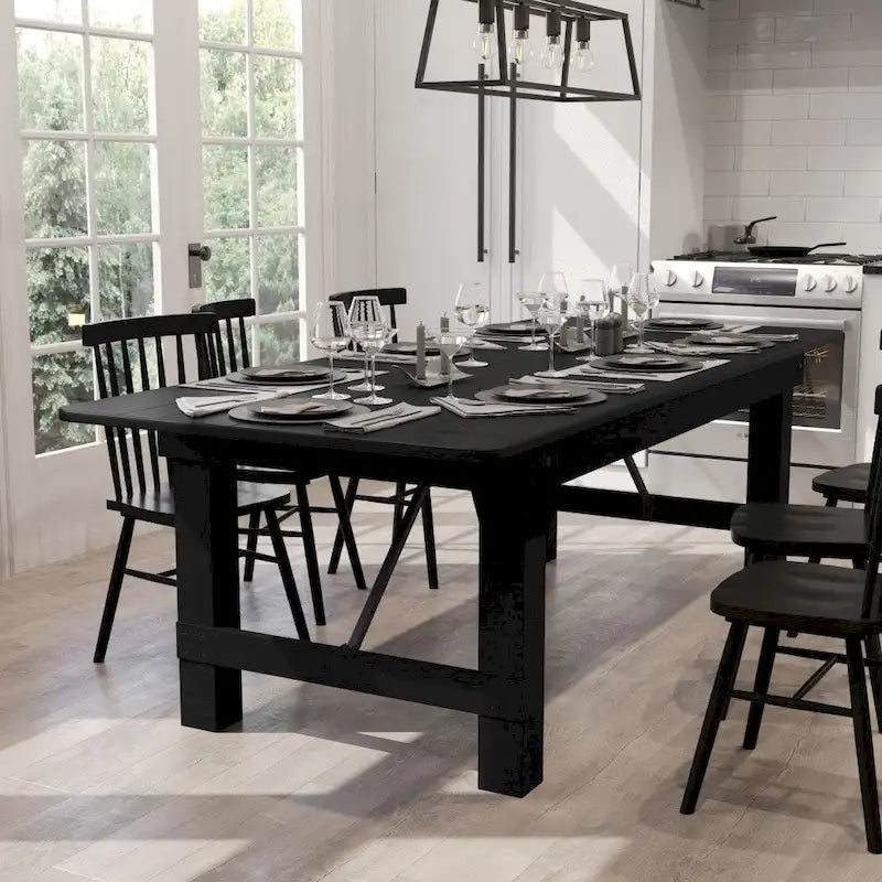 8' x 40 Rectangular Antique Rustic Solid Pine Folding Farm Table - 96D x 40W x 30H