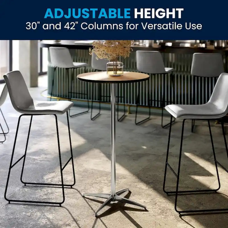 24 Round Wood Cocktail Table with 30 and 42 Columns