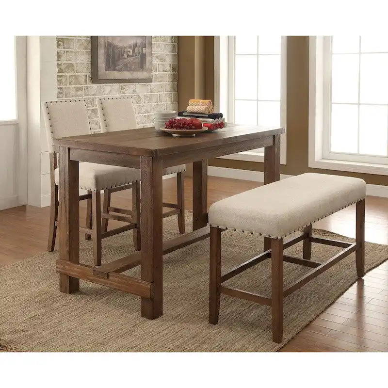 Furniture of America Tays Rustic Brown 60-inch Solid Wood Counter Height Table
