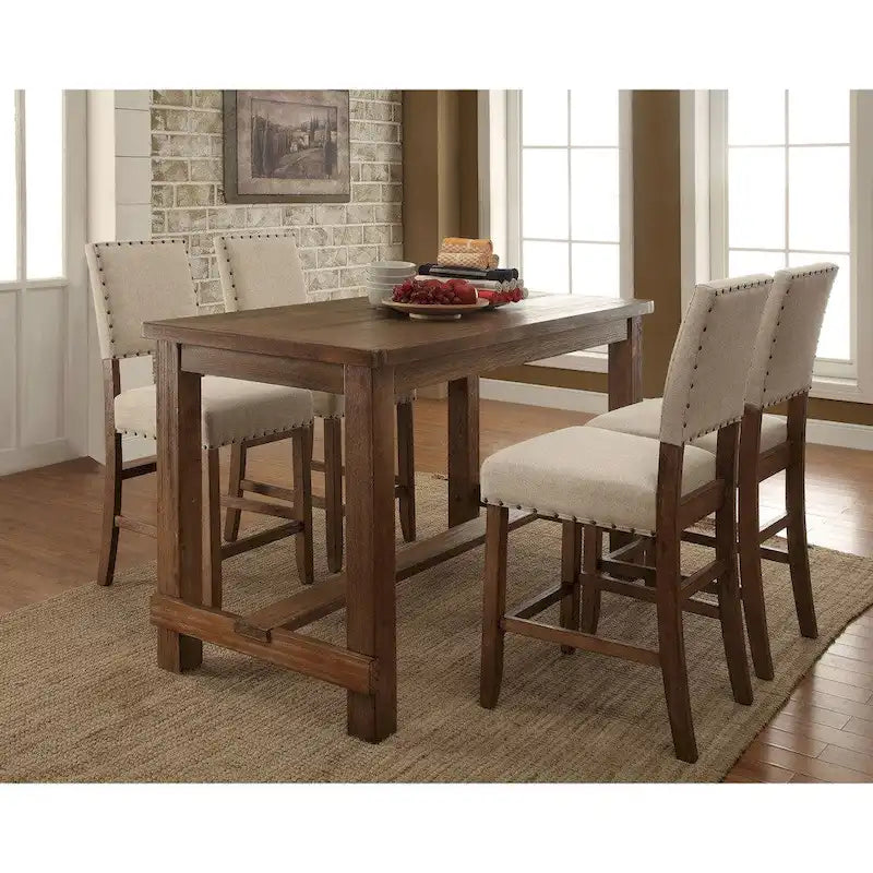Furniture of America Tays Rustic Brown 60-inch Solid Wood Counter Height Table