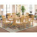 East West Furniture 9 Piece Modern Table Set Includes an Oval Wooden Table and 8 Kitchen Dining Chairs, Oak (Seat Options)