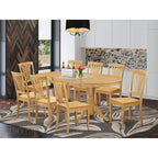 East West Furniture 9 Piece Modern Table Set Includes an Oval Wooden Table and 8 Kitchen Dining Chairs, Oak (Seat Options)